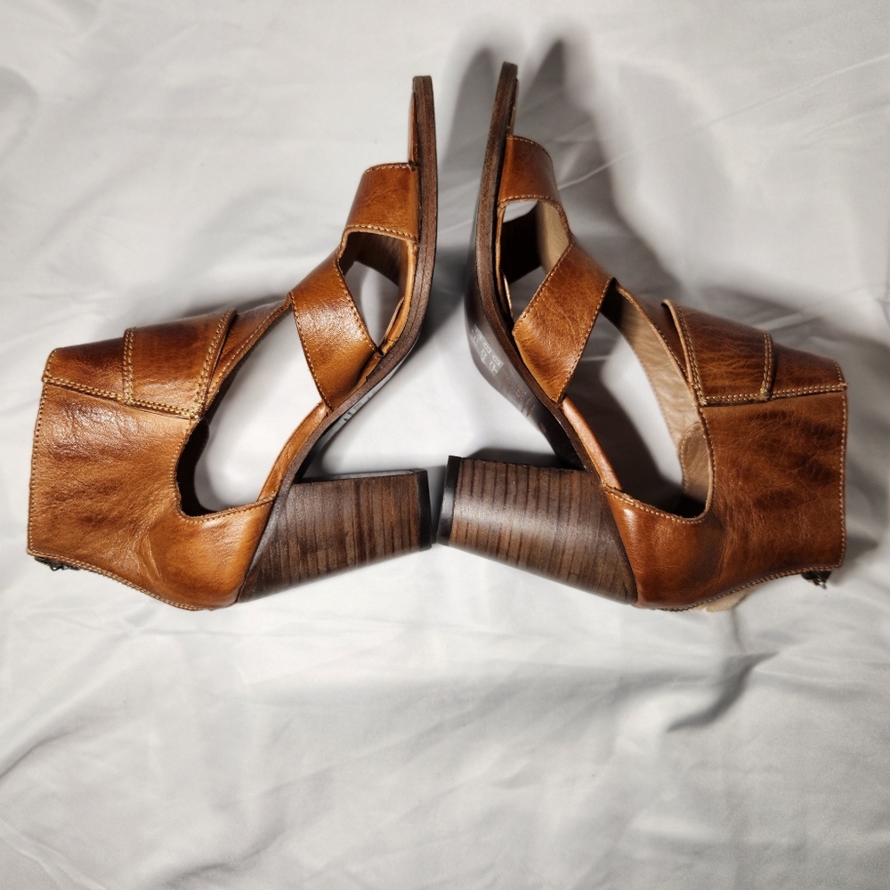 Bed Stu Ida F386012 Womens Brown Leather Hook & Loop Heeled Sandals Shoes -NWT - Picture 7 of 10